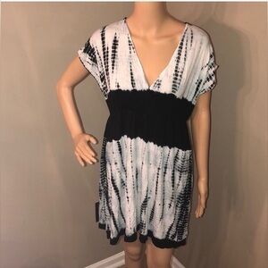 CZ Beach black White Tie Dye mini dress Beach Cover Up size small
